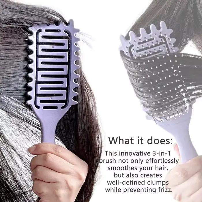 Brosse de coiffure 3 en 1 pour boucles, brosse à cheveux démêlante ajourée, peigne à cheveux emmêlé,