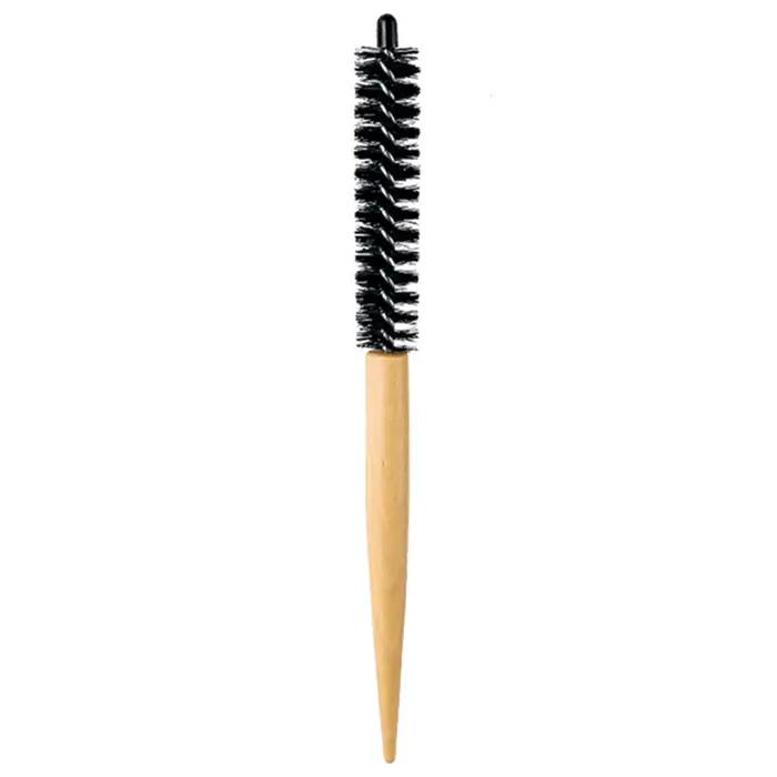 Petite brosse à cheveux ronde avec manche en bois, mini brosse de coiffure ronde pour cheveux courts