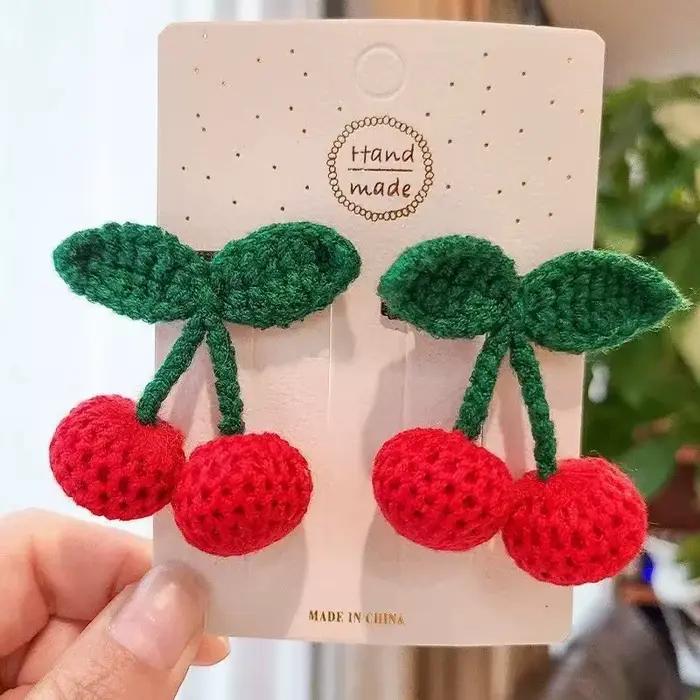 Pince à cheveux rouge populaire pour bébés filles, épingle à cheveux mignonne avec cordon latéral, v