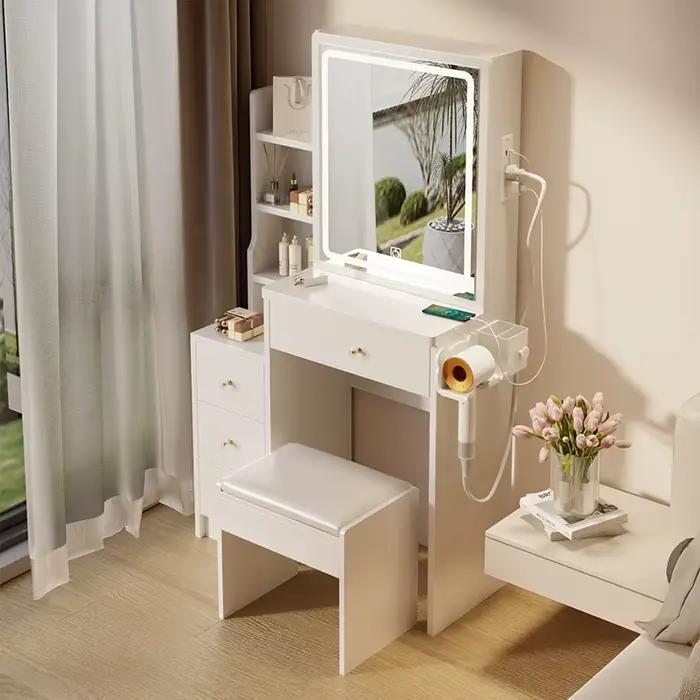 Support de sèche-cheveux tactile extra large, 2 AC + 2 USB Power Station, Table de chevet, Tabouret