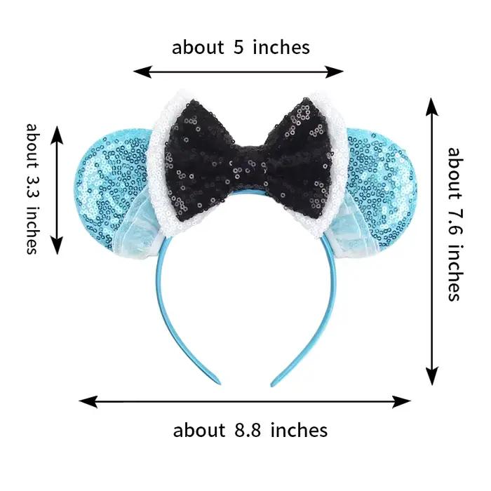 Serre-tête Disney 2026 avec oreilles de Mickey pour filles et femmes, avec sequins et nœud de 5 pouc