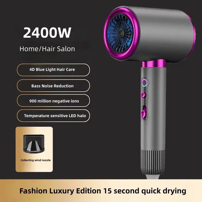 Nouveau sèche-cheveux haute vitesse 2400W, haute puissance, séchage rapide en 15 secondes, silencieu