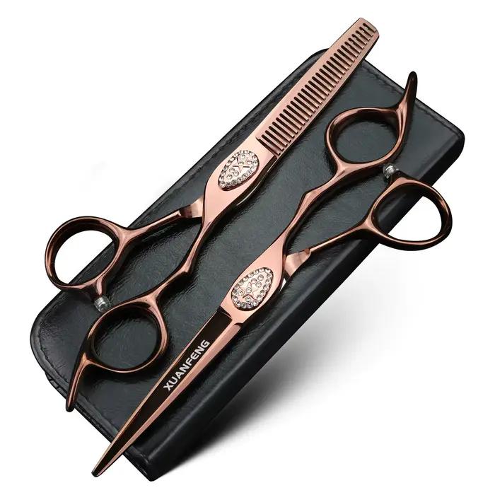 XUANFENG – ciseaux de coiffeur Champagne 6 pouces, galerie de cheveux, outils de coiffure, ciseaux d