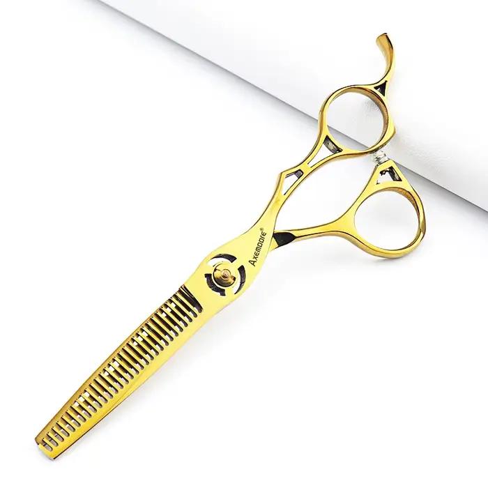Ciseaux de coiffure professionnels 6 pouces, ensemble de ciseaux de coiffeur dorés, outils de coupe