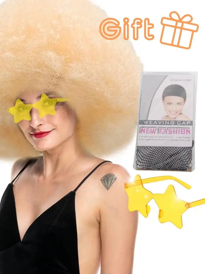 Perruque de cheveux bouclés pelucheux surdimensionnée, fibre synthétique multicolore résistante aux