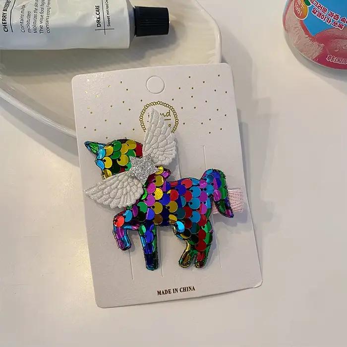 Barrettes à cheveux licorne à paillettes mignonnes 2026 pour femmes, filles, enfants, enfants, kawai