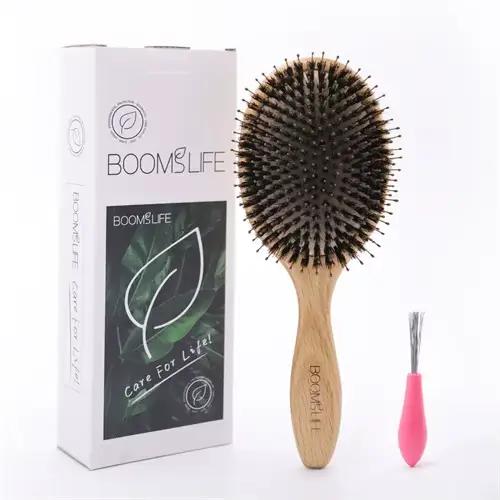 Brosse à cheveux en poils De sanglier personnalisée Peine bois De chêne peigne femmes coiffure cuir