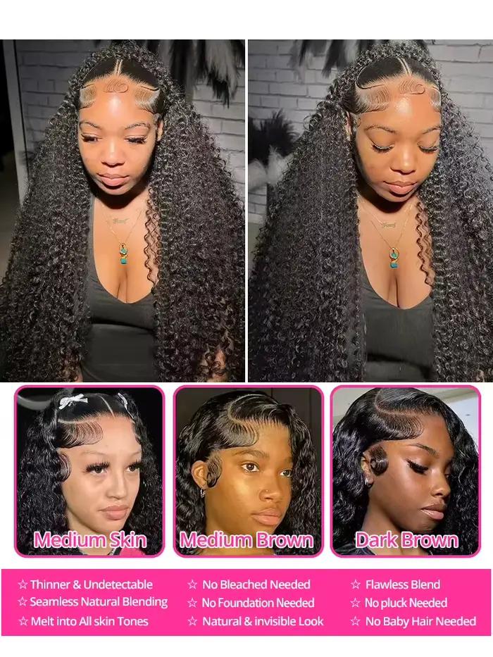 CEXXY Perruque Boucles Cheveux Humain Perruque Cheveux Humain Sans Colle perruque sans colle prête à