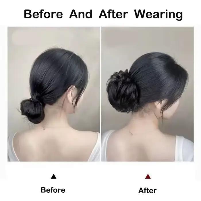 Extensions de chignon synthétique bouclé désordonné, postiches élastiques, chignon synthétique en fo