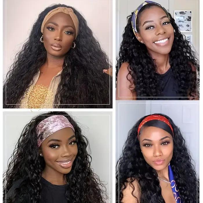 Cheveux humains 200% densité bandeau perruque perruques de cheveux humains porter et aller sans coll