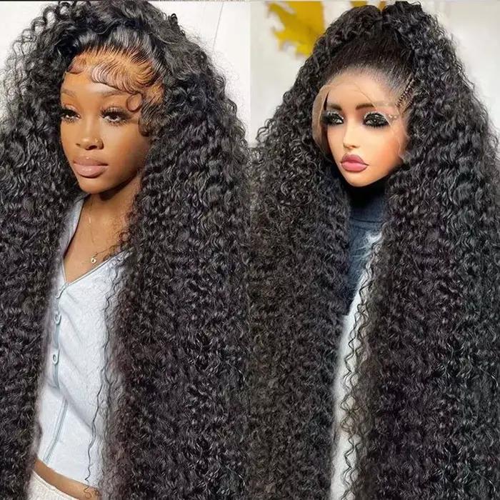 250 densité 13x6 Hd dentelle frontale perruques brésilien 32 34 40 pouces vague profonde bouclés per