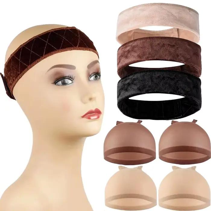 Bandes de poignée de perruque et bonnets de perruque en maille dôme pour garder les perruques dans l