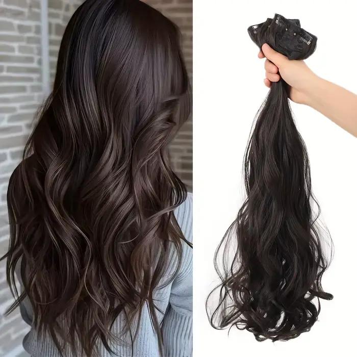 Ensemble de coupe de cheveux synthétiques pour femmes, extension de cheveux ondulés naturels, clip B