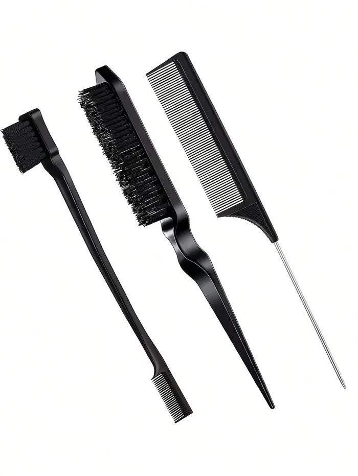 Ensemble de peignes de coiffure avec brosse à cheveux triple déchirures, brosse de bord de peigne à