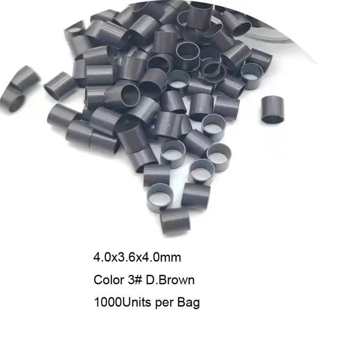 Micro-anneaux 1000 pièces, micro-tubes en cuivre 4,0x3,6x4,0mm, anneaux pour extensions capillaires,