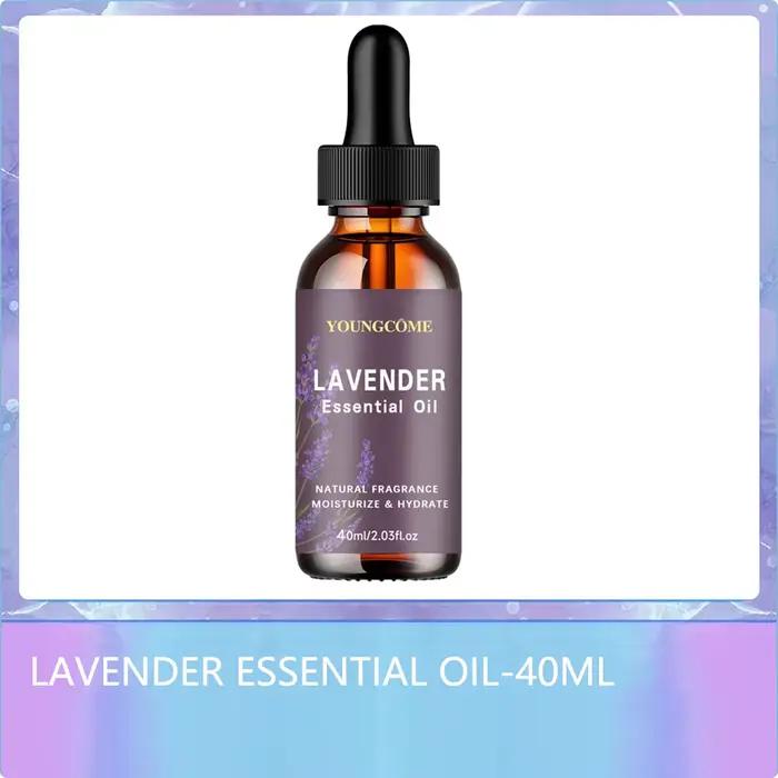 Huile de lavande biologique 40/60 ml pour cheveux et visage – Peau sèche hydratante, formule anti-ac