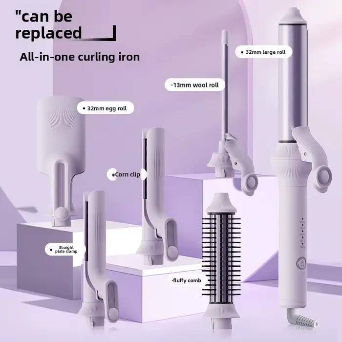 Fer à boucler automatique multifonctionnel 6-en-1 pour usage domestique, pour cheveux raides, grande