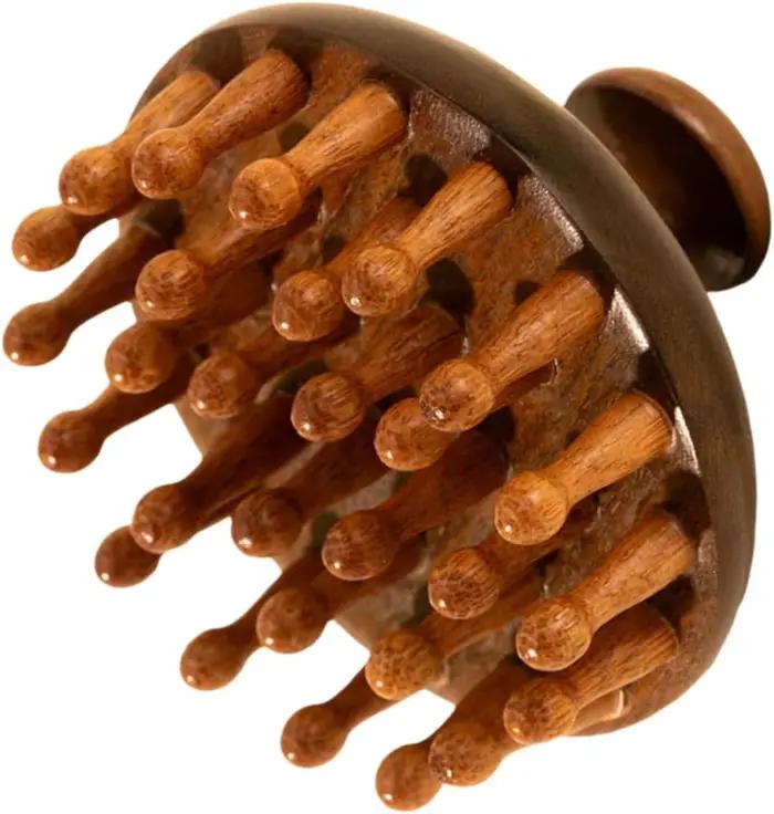 Brosse de massage du cuir chevelu en bois de qualité supérieure, brosse à shampoing, humide et sec,