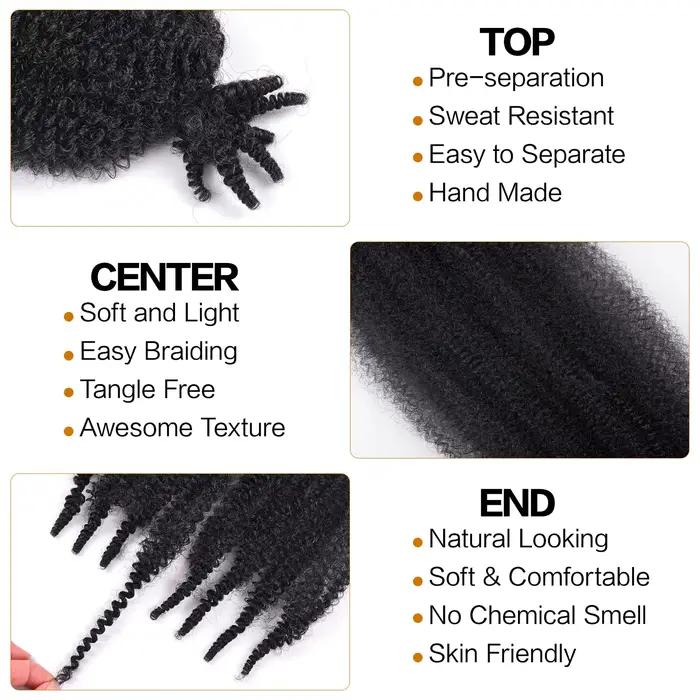 Cheveux Afro torsadés élastiques pré-séparés, adaptés aux Locs doux endommagés, tresses synthétiques