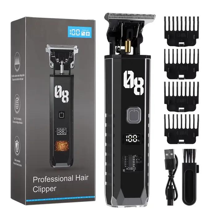 Tondeuse à Cheveux Sans Fil avec Écran LED, Lames en Céramique et Acier, Sabots Guides Réglables, Mo