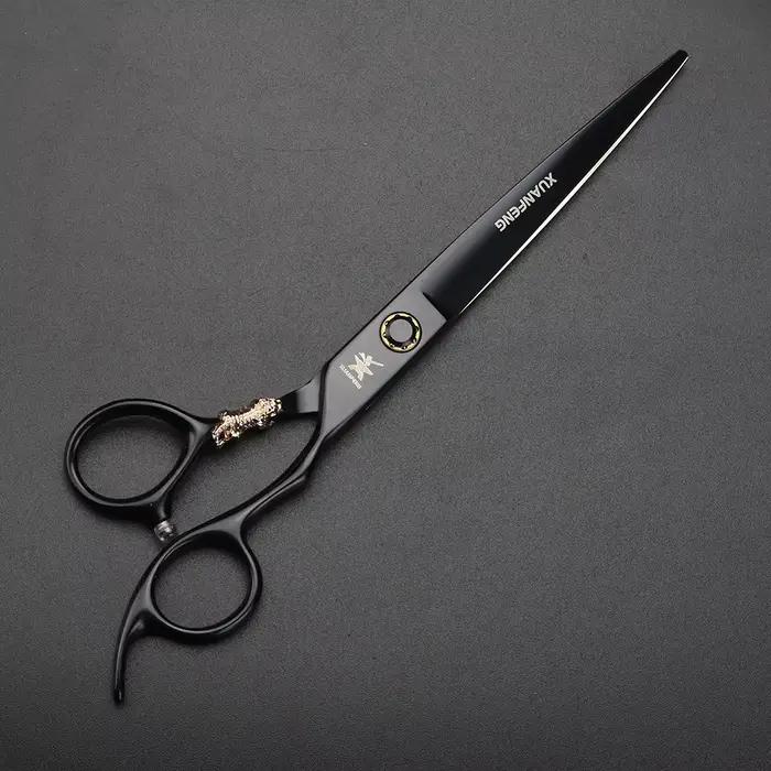 Ciseaux de coiffure XUANTENG de 7 pouces, noirs, avec système à roulement, ciseaux de barbier
