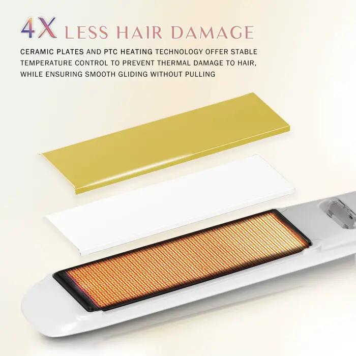 RUCHA – fer plat pour cheveux en plaque de titane miroir, avec traitement à la kératine au Plasma po