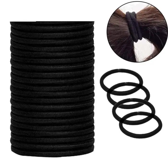 10/30/50pcs 4MM noir élastique pour queue de cheval bandes de cheveux élastiques chouchous pour femm
