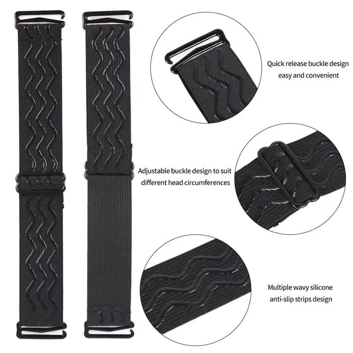 Bande artificiel astique Noire en Silicone pour Perruques, Sangle Réglable, Antidérapante, 3cm de La