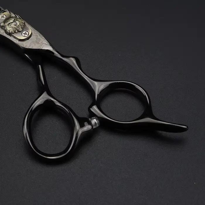 XUANFENG Ciseaux à cheveux damas noirs de 6 pouces Ciseaux de coupe de barbier et ciseaux amincissan