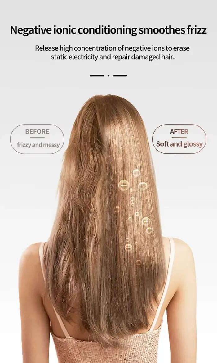 Lisseur de cheveux 2 en 1 pour sécher et lisser avec chauffage à température constante pour lisser l