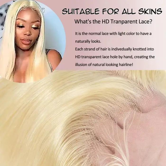 Blonde 613 perruques de cheveux humains droite Hd dentelle frontale perruque 13X6 perruque brésilien