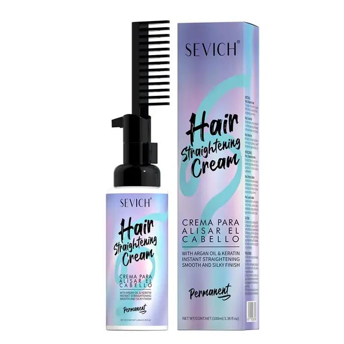 Crème lissante pour cheveux à la kératine avec peigne 100ml Répare les cheveux abîmés et crépus, ado