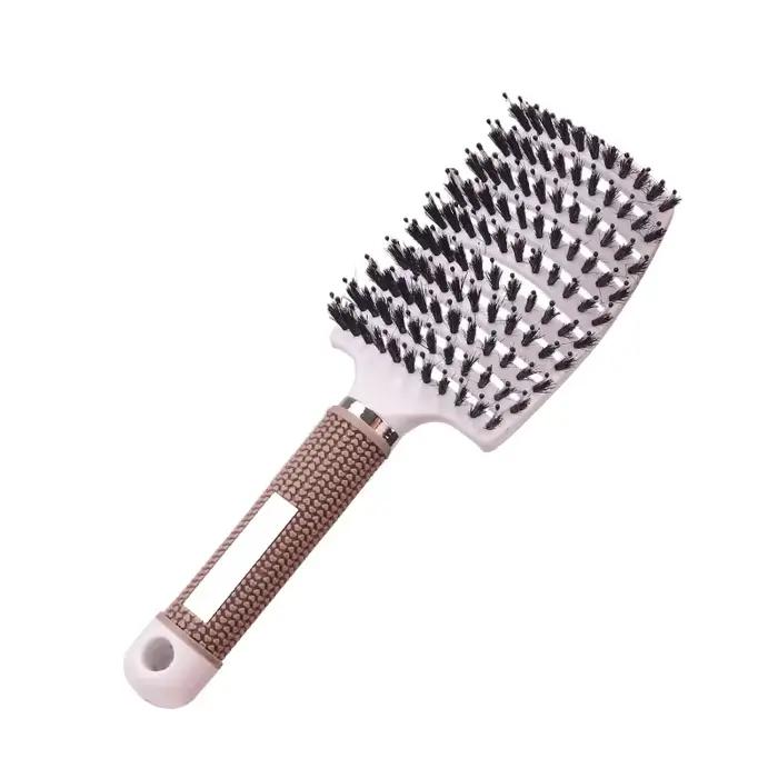 Brosse à cheveux en nylon pour femmes, massage du cuir chevelu, peigne, poils, support, poignées bou