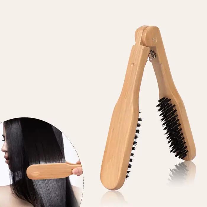 1 pièce Lisseur professionnel à poils, brosse double en forme de V avec clip, ne domine pas les chev