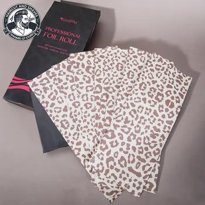 Rouleau de feuille de cheveux professionnelle imprimé léopard, 300 feuilles, feuille de coloration p