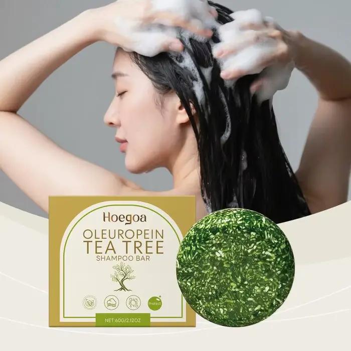 Savon shampoing à l'arbre à thé pour cheveux secs et abîmés, nettoyage en profondeur, apaise le cuir