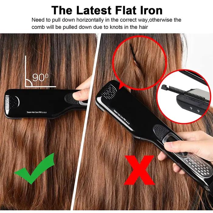 Lisseur de cheveux professionnel chauffant peignes à cheveux chauds double tension titane fer à fris