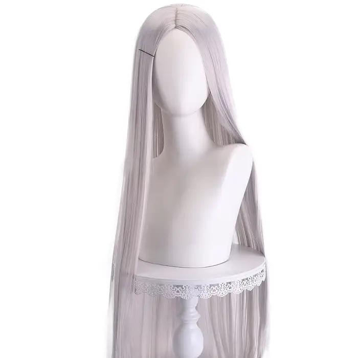 Perruque synthétique pour femmes, 40 pouces, couleur anime, longue et droite, frange fendue centrale