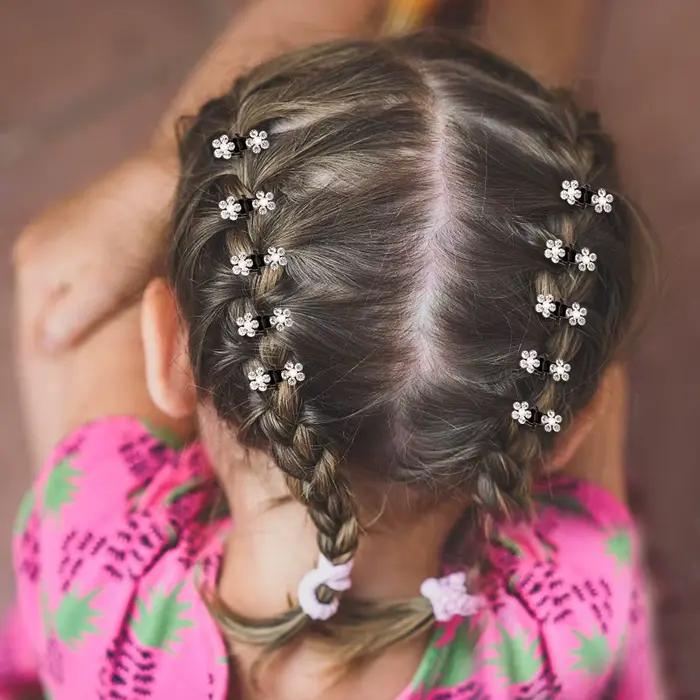 Mini pinces à cheveux en métal antidérapantes, fleurs colorées à paillettes et strass, accessoires p