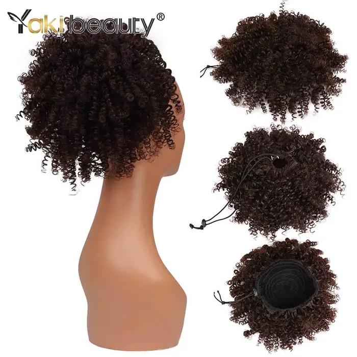 Chignon synthétique Afro bouffant bouclé 12 pouces court crépus bouclés cordon queue de cheval Exten