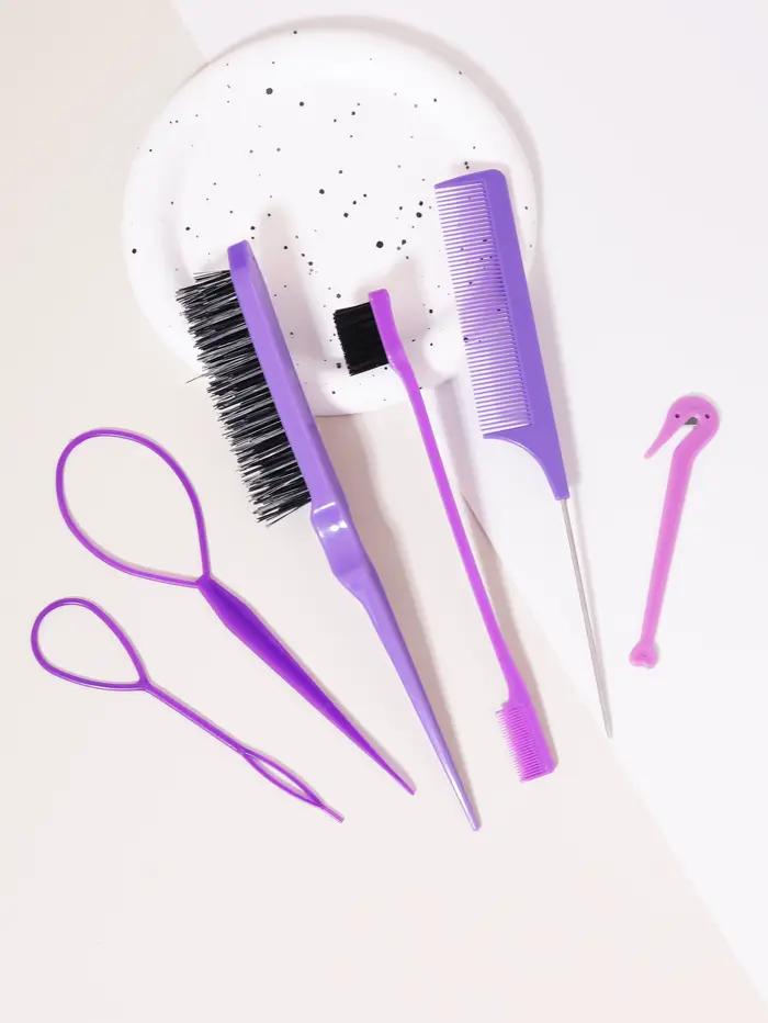 Ensemble de Peignes de Coiffure, Brosse à Queue Jolie tue, Outil de Tissage, Anneau, Coupe-artificie