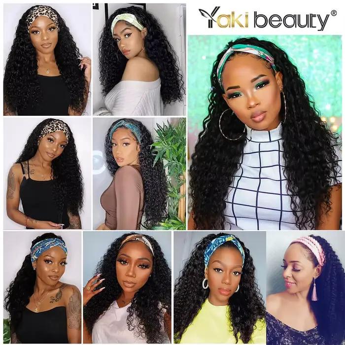 Perruques synthétiques longues et crépues bouclées, 28 pouces, bandeau de glace pour femmes noires,