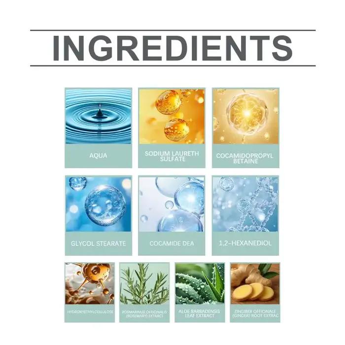 Shampooing Antichute Herbal au Romarin et Biotine pour le Contrôle du Sébum et le Nettoyage du Cuir Chevelu