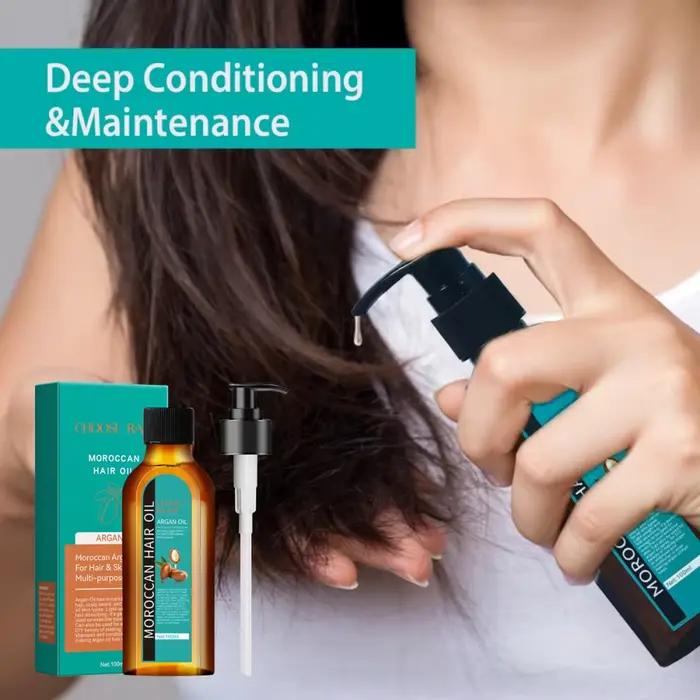 L'huile essentielle de soin capillaire empêche les cheveux secs et fendus