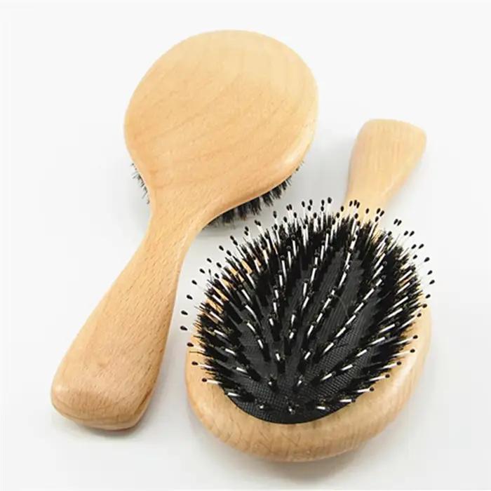 Brosse à cheveux en poils de sanglier peigne en hêtre naturel