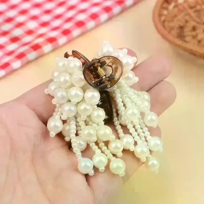 Épingle à cheveux Vintage élégante avec perles en cascade et chaînes
