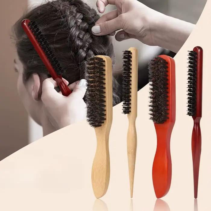 Ensemble de brosses à cheveux en poils de sanglier pour hommes et femmes, peigne à barbe, brosse à pommade, peigne pour taquiner les cheveux, outil de coiffure volumisant, peigne pour Salon de maison