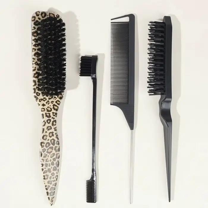 Brosse à cheveux en poils de sanglier pour queue de cheval lisse