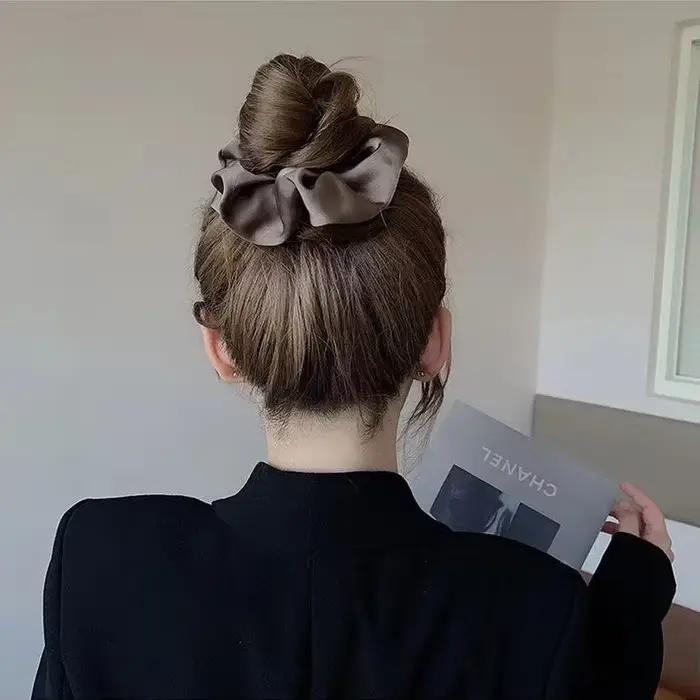 Chouchous en Satin de soie pour femmes, 1 pièce, élastiques coréens pour dames et filles, bandeau pour queue de cheval, accessoires pour cheveux