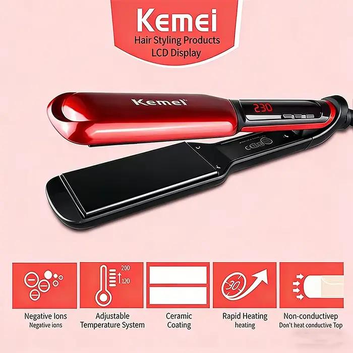 Lisseur professionnel KM-9620 multi-styles, outil de coiffure de qualité salon pour des coiffures parfaites, fer à lisser pour soins capillaires